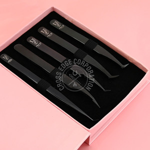 Private Label Curved Classic Eyelash Extension Tweezers 45 75 90 Degree Volume Fans Nano Grip <b>Tool</b> for Professional Lash Work - Product Image 2