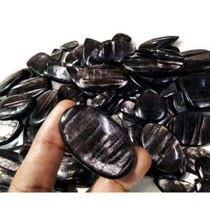 Wholesale Aamna Gems High Quality Natural Hypersthene Cabochon Oval Cut <b>Black</b> <b>Polished</b> Loose Gemstone for Jewelry Designers - Product Image 1