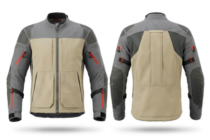 เสื้อแจ็คเก็ตมอเตอร์ไซค์แบบสั่งทำพิเศษ น้ำหนักเบา บุฟองน้ำเพื่อความปลอดภัย ซิปเต็มตัว ผ้า softshell สำหรับกีฬากลางแจ้งและการขี่มอเตอร์ไซค์ - Product Image 4