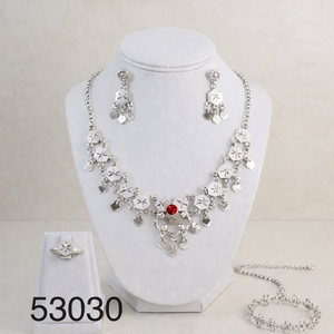 Ensemble collier et boucles d'oreilles pendantes élégants en zircon plaqué or, motif feuille tendance pour femme, avec chaîne corde de 16 pouces 53033 - Product Image 5