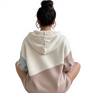 Nouveau – Vente en gros OEM – Sweats à capuche unisexes en molleton 100 % coton premium, coupe oversize, 400 g, délavés à l'acide, à sequins, color block, avec poches sur les manches - Product Image 3