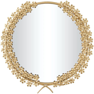 Espejo de pared redondo moderno de metal con acabado dorado cálido, espejo decorativo para baño, sala de estar, entrada, a precio asequible. - Product Image 3