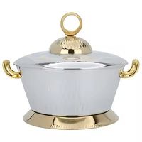 Casserole en acier inoxydable découpée au laser, motif doré, chauffe-plats de qualité supérieure, dôme à motifs, service de buffet, base à fentes verticales