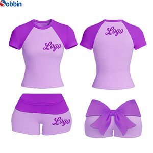 Conjuntos Deportivos Personalizados para Mujer, Ropa Informal, Diseño con Lazo, Top de Manga Corta, Conjunto de Verano en Tendencia, Superventas - Product Image 5