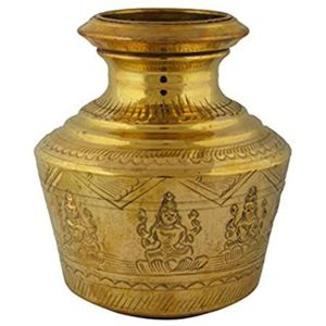 Antique Brass Kalash Hand Carved <b>Decorative</b> Embossed Water Pot Hindu Pooja Lota Corporate Gifting Luxury Home <b>Decorative</b> Vases - Product Image 4
