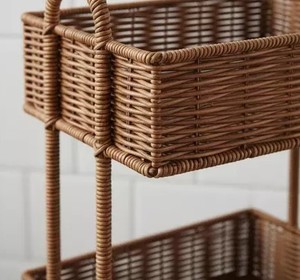 Lavihex 3-Tier Woven Rattan Storage Basket Organizer Handles Freestanding Farmhouse <b>Shelving</b> Rack <b>for</b> Bathroom <b>Bedroom</b> - Product Image 3