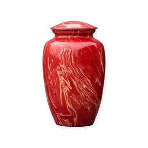 Red Marble Finish Cremation Urn with Elegant Swirl Pattern for Adult Ashes <b>Memorial</b> Display - Product Image 1