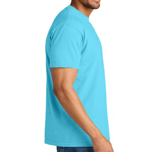T-shirt à manches courtes bleu clair pour homme avec poche poitrine, coupe classique, col rond, jersey décontracté en coton respirant, imprimé - Product Image 3