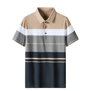 Camiseta de Manga Corta para Hombre, Camiseta Polo con Cuello y Rayas, Transpirable, Estilo Paul, para Verano, Juvenil - Product Image 2