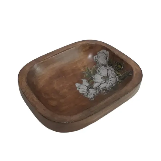 Compartment Plates Wooden Dish With Enamel Kitchen Food Small Soy Serving Dish Made In India Soap Dish in Bulm Quantity