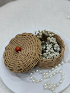 Panier de rangement en papier tressé à la main LTL Handicraft SP306, mini, écologique, avec poignée, design simple et polyvalent, forme ronde - Product Image 6
