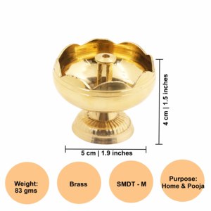 Support de bougie Diya en laiton en forme de lotus, fait main, traditionnel, porte-lampe à huile Deepam pour la maison, le temple, la Pooja, la décoration de festival, les cadeaux - Product Image 6