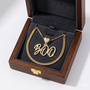 Collar de Oro Sólido de 10K con Características Personalizables, Joyería Hip Hop, Letra Cursiva, Diamantes Moissanite, Cierre de Corazón, Colgante con Dijes - Product Image 5