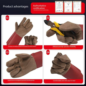 Vantrex <b>Long</b> 14" 16inch Industrial Heat Resistant Heavy Yellow Cowhide Double Layer Safety Welding Breathable Four Seasons <b>Glove</b> - Product Image 4