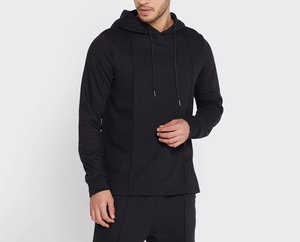 Ensemble de sweat-shirts à capuche pour homme, couleur unie, tissu en molleton français, vêtements décontractés d'automne, noir - Product Image 2