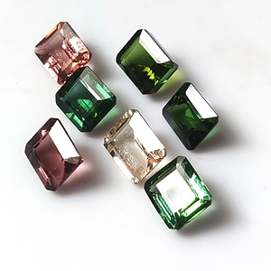 Calibrated Gemstone Pair/ Set 6X7 MM Natural 10.00 Carat Pastel Multi-Color Zambian Tourmaline Emerald Cut <b>7</b>-Pieces Loose - Product Image 4