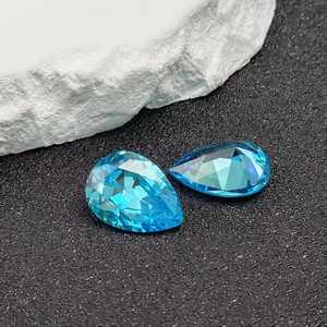 Piedra Preciosa de Aguamarina en Forma de Pera, Facetada, Corte Lágrima Natural, Piedra Suelta de Aguamarina, Varios Tamaños, Joyería - Product Image 2