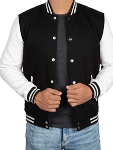 <b>Mens</b> Black and <b>White</b> Varsity <b>Jacket</b> - Product Image 3