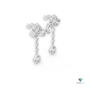 Pendientes de Oro Blanco de 1.78ct con Diamantes Cultivados en Laboratorio en Forma de Pera y Ovalados, Pendientes de Oro Sólido de 14K con Múltiples Piedras en Capas para Mujer - Product Image 5