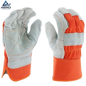 Guantes de Trabajo Profesionales de Lona Naranja 2026, Ligeros y Resistentes, con Puño de Seguridad y Palma de Cuero - Product Image 1