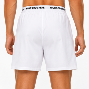 Boxers pour hommes 100 % coton, logo personnalisé, ceinture élastique, braguette boutonnée, coupe ample, sous-vêtements en coton respirant - Product Image 6