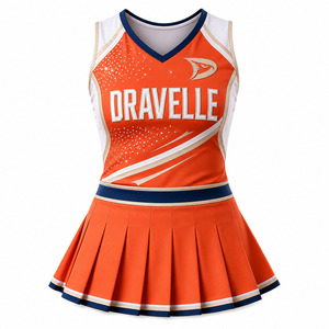 Women's Performance Cheer Outfit Two-Piece Pleated <b>Skirt</b> and Mesh Panel Top Cheerleader Uniform Custom OEM - Product Image 2