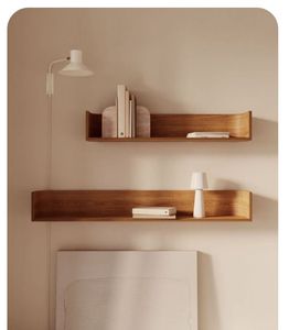 Wooden Wall Mounted Double Tier Modern Floating Storage Shelves Handmade Home Decor for Living Room - Product Image 3