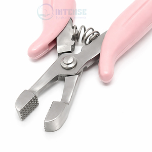 Pinzas para Extensiones de Cabello de Acero Inoxidable OEM de 6 Pulgadas, Ligeras, con Ranuras Horizontales para Remover Enlaces, Agarre Rosa, con Logotipo Personalizado - Product Image 2