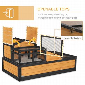 Casa gialla dell'habitat di tartaruga di 3 stanze 44 \ "X 25.5 \" X 25 \ "2 piani con balcone per cabine e camere da giardino - Product Image 5