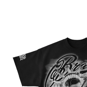 Brand <b>Men's</b> Formal Black T-Shirt <b>Turtleneck</b> Short Sleeve Printed Design Regular Fit 100% Cotton Jersey Breathable Eco-Friendly - Product Image 2