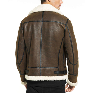<b>Men</b> Shearling <b>Leather</b> <b>Jacket</b> Classic & Trendy Styles <b>Men's</b> Fur Collar Shearling Brown Sheepskin <b>Leather</b> <b>Jacket</b> Winter Wear Whole - Product Image 5
