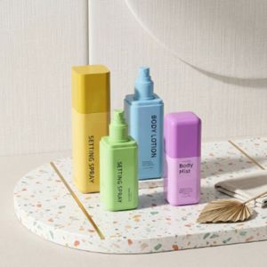 Flat Shoulder PET Plastic <b>Bottle</b> 150ml <b>200ml</b> 250ml Colorful With Mist Spray And Lotion Pump For Cosmetic Packaging Wholesale - Product Image 6