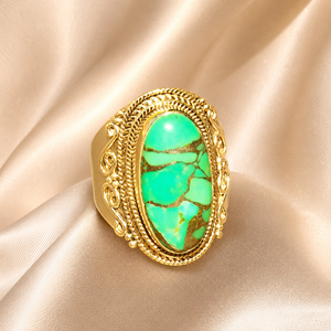 Wholesale Green Copper Turquoise <b>Ring</b> 925 Sterling Silver <b>Ring</b> Rose Gold Yellow Gold Plated Vintage Handmade Jewelry - Product Image 1
