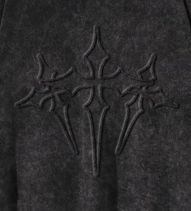 Embossed Logo OEM Ripped Stonewashed Distressed Hip Hop Plus Size Shirt Loose/Baggy Fit <b>Drop</b> Shoulder O Neck Streetwear - Product Image 4