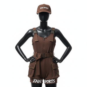 Maillot de bain une pièce côtelé en nylon et élasthanne pour femme avec poches cargo et ceinture, personnalisable avec logo - Product Image 1