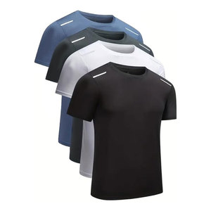 T-shirt en soie glacée à séchage rapide, 1 pièce, à manches courtes, pour le sport, avec bande réfléchissante, pour la course et l'entraînement, léger et respirant - Product Image 1