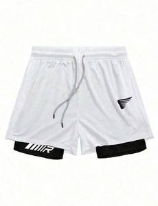 Conjunto de camiseta y pantalones cortos de compresión para hombre, cuello redondo, manga corta, secado rápido, transpirable, spandex, poliéster, unisex, ropa de gimnasio para adultos - Product Image 5