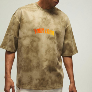 Camiseta Personalizada con Efecto Desgastado, 100% Algodón, 240 g/m², Cuello Redondo, Impresión DTG, Felpa Francesa, Talla Grande, Lavado Ácido Vintage, para Hombre - Product Image 1