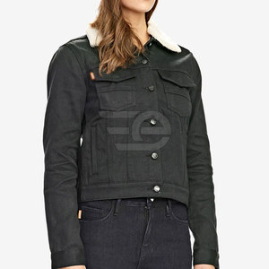 Veste en jean classique pour femme, coupe droite, coton délavé, streetwear, écologique, séchage rapide, hiver, logo personnalisé, vêtements d'extérieur - Product Image 4