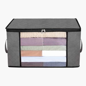 Set di 6 Grandi Borse Portaoggetti in Tessuto da 90L, Organizzatori Pieghevoli per Armadio con Manici, Contenitori Intrecciati per Vestiti - Product Image 6