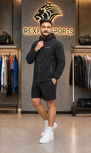 REXFIT SPORTS 2026Wholesale Custom Men’s Nylon Training Set Hooded Windbreaker <b>Jacket</b> and Shorts <b>Lightweight</b> Gym <b>Running</b> Wear - Product Image 4