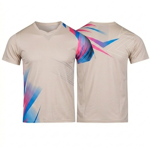 Maillot de tennis de table et badminton R6 à séchage rapide et respirant, manches courtes, col en V, unisexe, en maille Spandex, idéal pour l'été et la gym (vente en gros) - Product Image 4