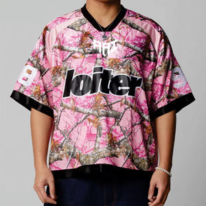Maillot de football américain surdimensionné rose camouflage de qualité supérieure, personnalisé, en maille, style streetwear, uniforme d'équipe, fabricant OEM, marque privée - Product Image 1