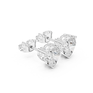 Heart Cut Diamond Stud Earrings in Solid Gold or Sterling Silver Romantic Three Prong Setting Gemstone Jewelry for Women - Product Image 3