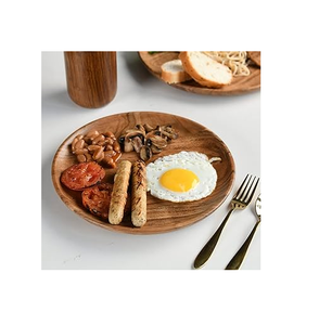Plato de Madera de Diseño Personalizado, Plato Redondo de Madera de Acacia para Servir Alimentos y Frutas, Regalo para Bodas, Hoteles y Restaurantes - Product Image 2