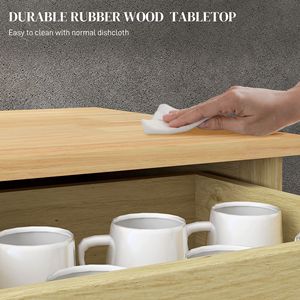 Buffet de cuisine en bois massif avec 2 tiroirs et étagère réglable, meuble de rangement sur pied naturel pour villa, ferme ou salle à manger - Product Image 5