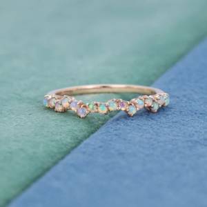 Bague délicate en opale, vintage, en argent sterling 925 plaqué or rose 14 carats, certifiée IGI, alliance de mariage, cadeau de festival - Product Image 1