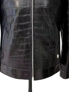Chaqueta de Cuero PU con Estampado de Cocodrilo para Hombre, con Cuello de Piel, Cierre Frontal con Cremallera, Estilo Motero, Gruesa, Resistente al Viento, para Invierno - Product Image 5