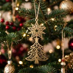 Ornement de Noël personnalisé en laiton découpé en forme de couronne, filigrane flocon de neige, cadre, pendentif à suspendre à l'arbre, ruban vert, vente en gros - Product Image 4