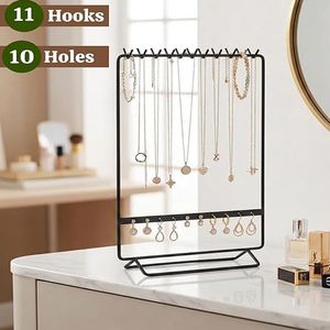 Présentoir à boucles d'oreilles pour la vente, support à bijoux à 2 niveaux avec crochets pour boucles d'oreilles, bagues et autres bijoux - Product Image 3